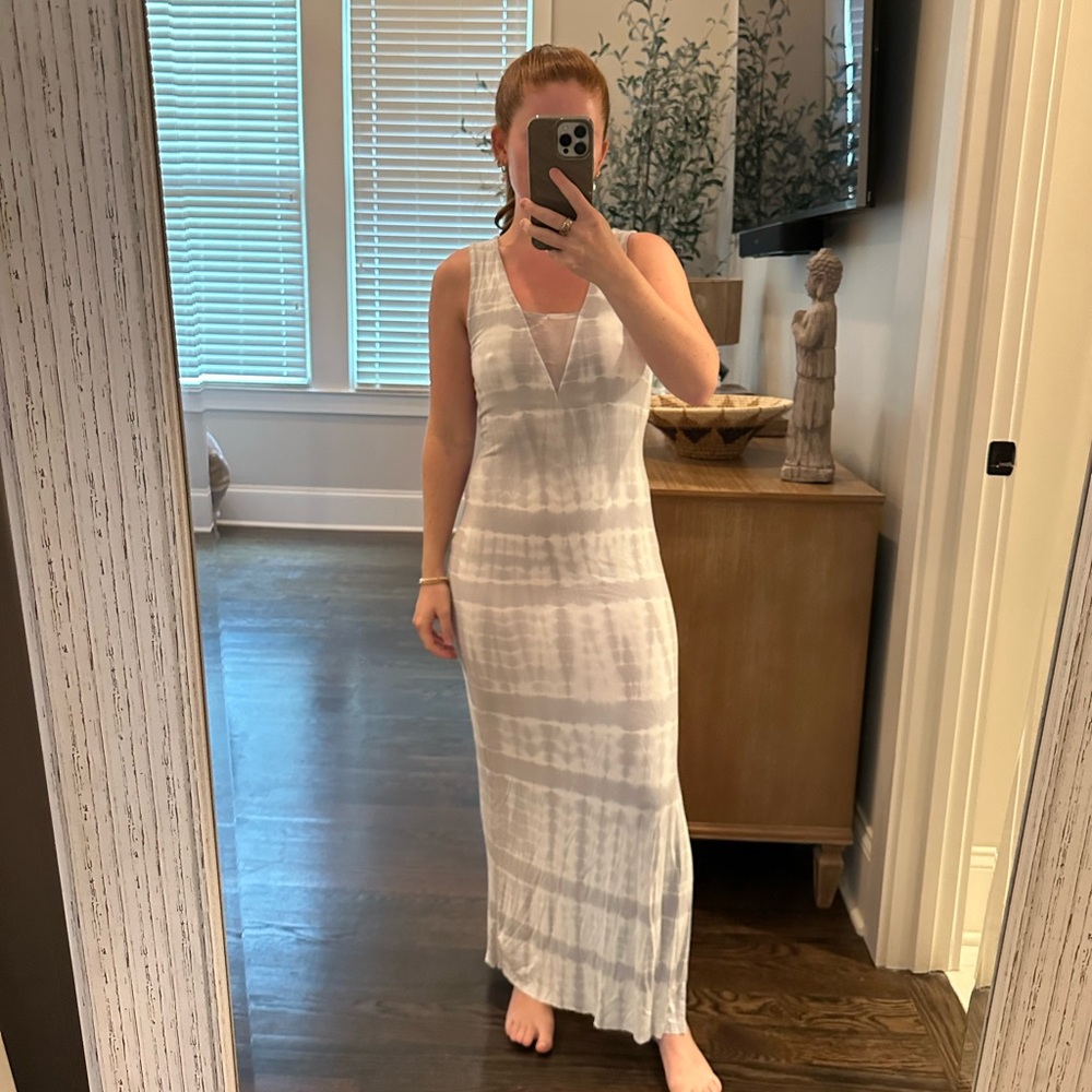 Young fabulous and broke dress, light blue tie dye, size S but fits like an XS